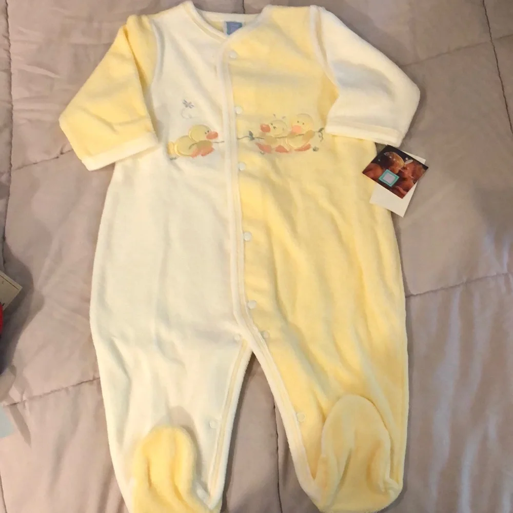 Little Me yellow duck footies size 6 months